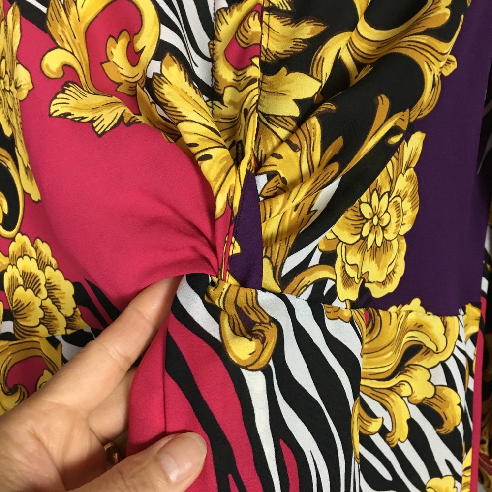 7th Ave New York & Company Maxi Dress Purple M Baroque Slip Twist Maximalist - Picture 6 of 16